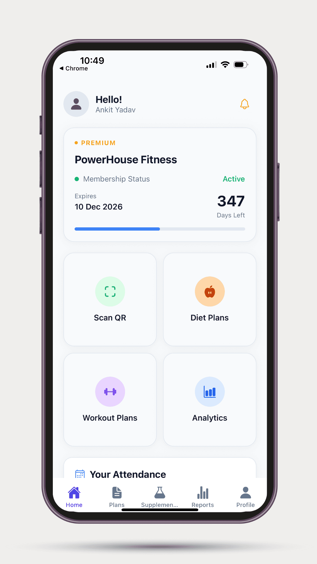 Client Dashboard - Check-in starting point